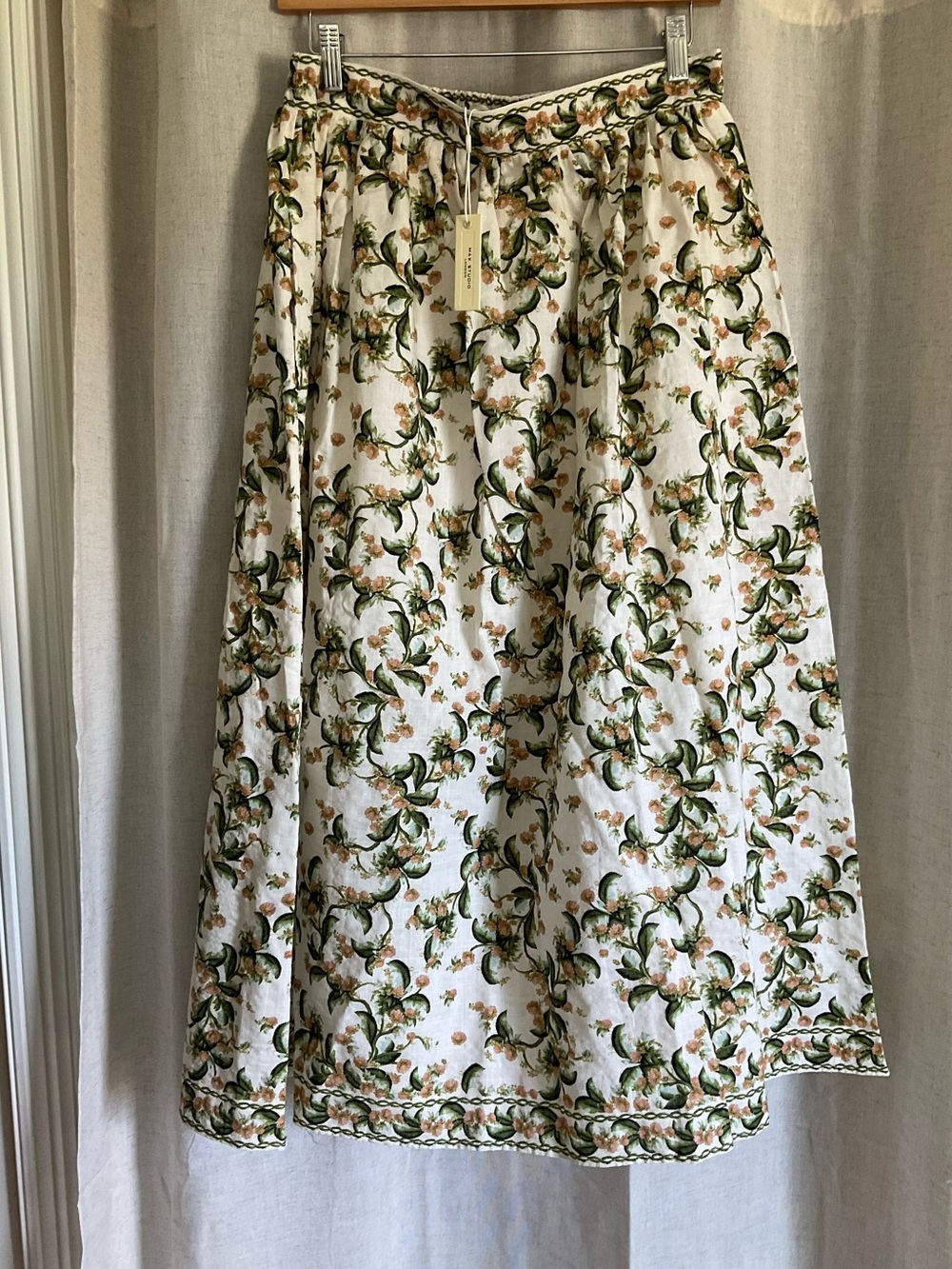 🌸 Max Studio Floral Midi Skirt with Pockets | NWT | Size L